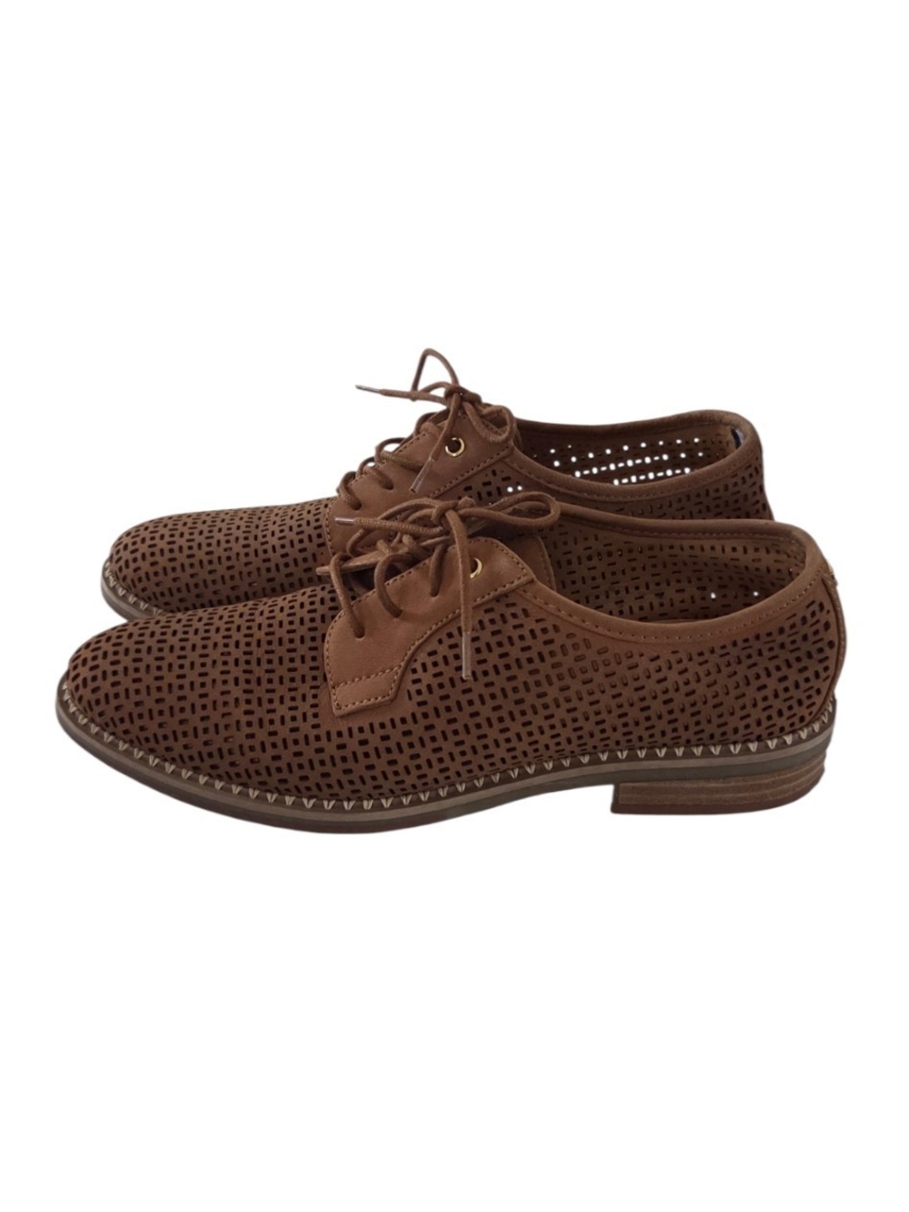 Tommy Hilfiger Women’s 9M Brown Leather Perforated Lace Up Oxford Shoes